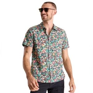 Chubbies The Bloomerang Floral BreezeTech Lightweight Button Up Shirt XS Beach